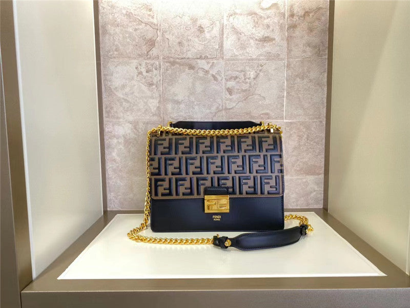 Fendi Inspired FF Logo Leather Kan U Chain Bag