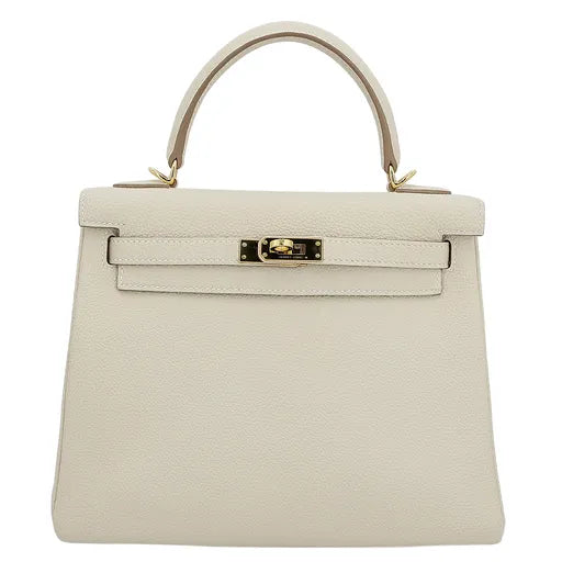 Hermes Inspired Kelly Sellier 25 Etoupe Epsom Gold Hardware