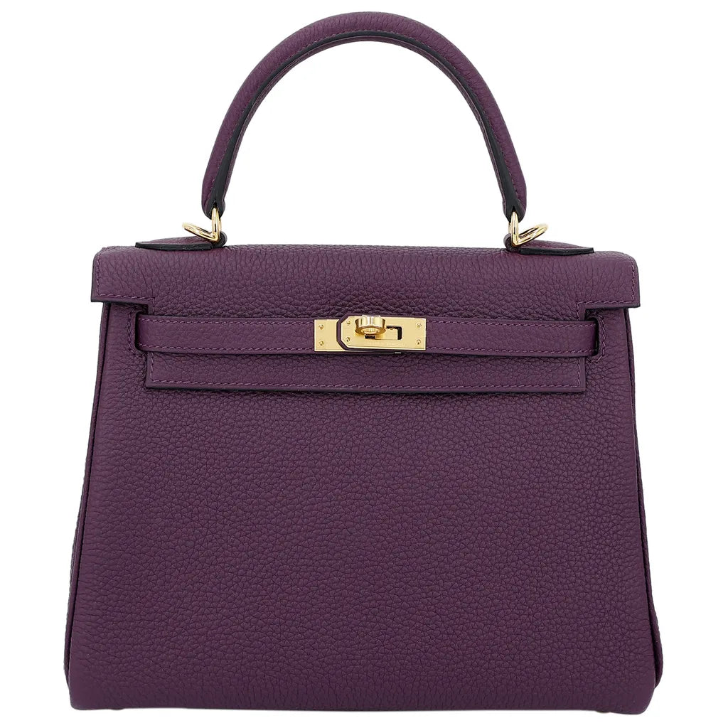 Hermes Inspired Kelly Sellier 25 Etoupe Epsom Gold Hardware