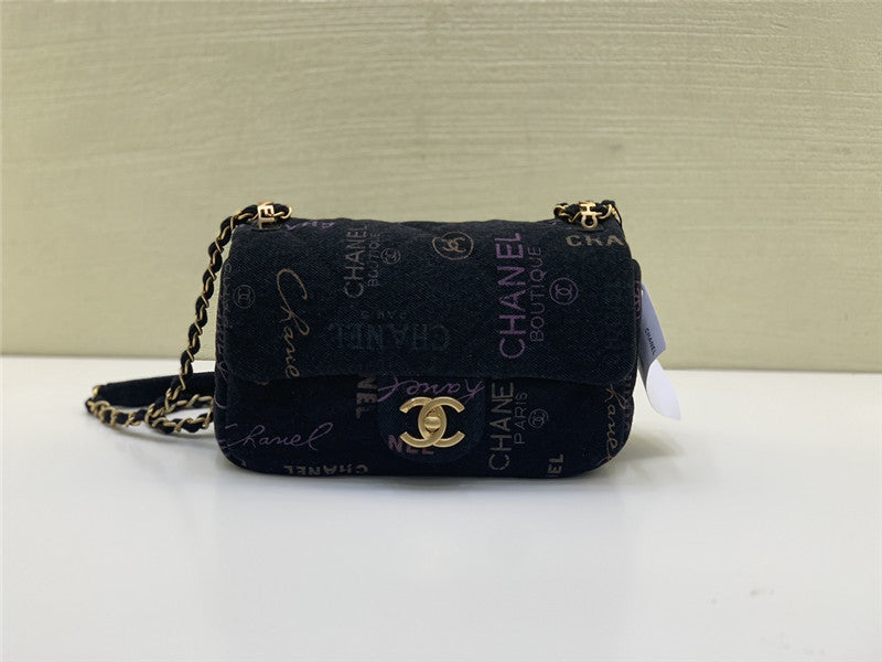 Chanel 22P Denim Script Flap Bag