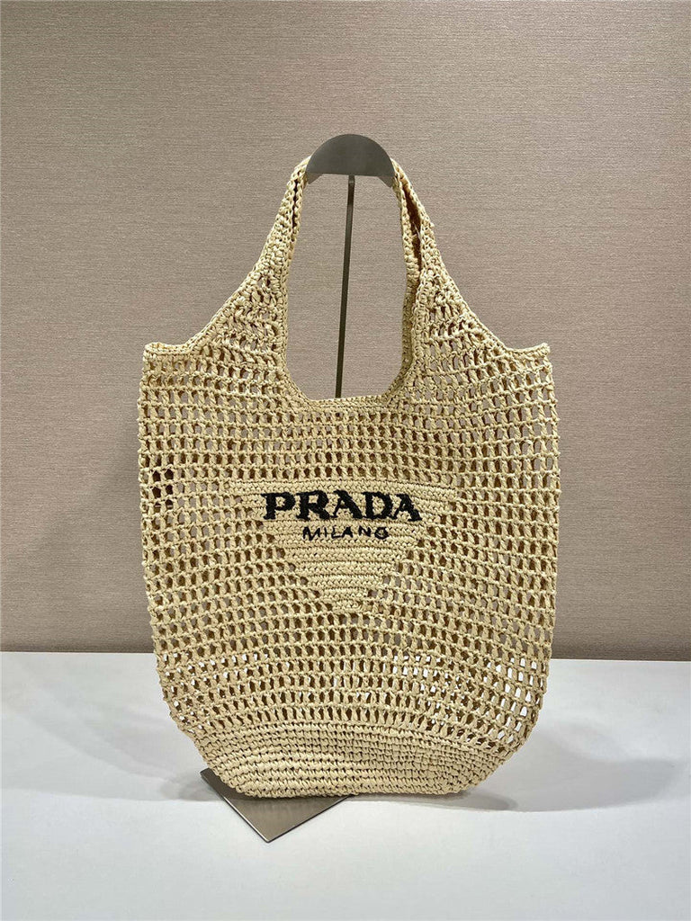 Prada Inspired Crochet Raffia Hobo Bag