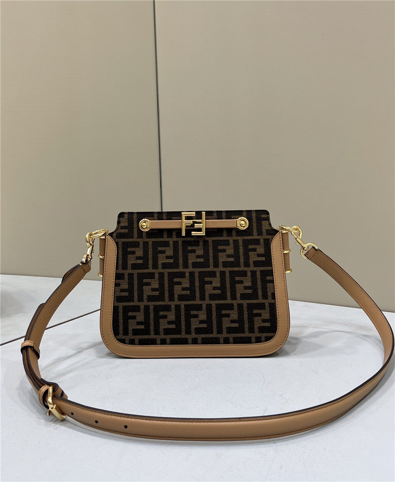 Fendi Inspired Touch Ivory and Python Print Leather Bag