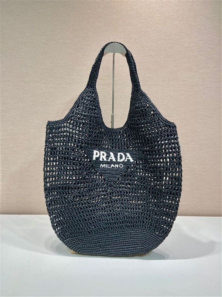 Prada Crochet Raffia Hobo Bag