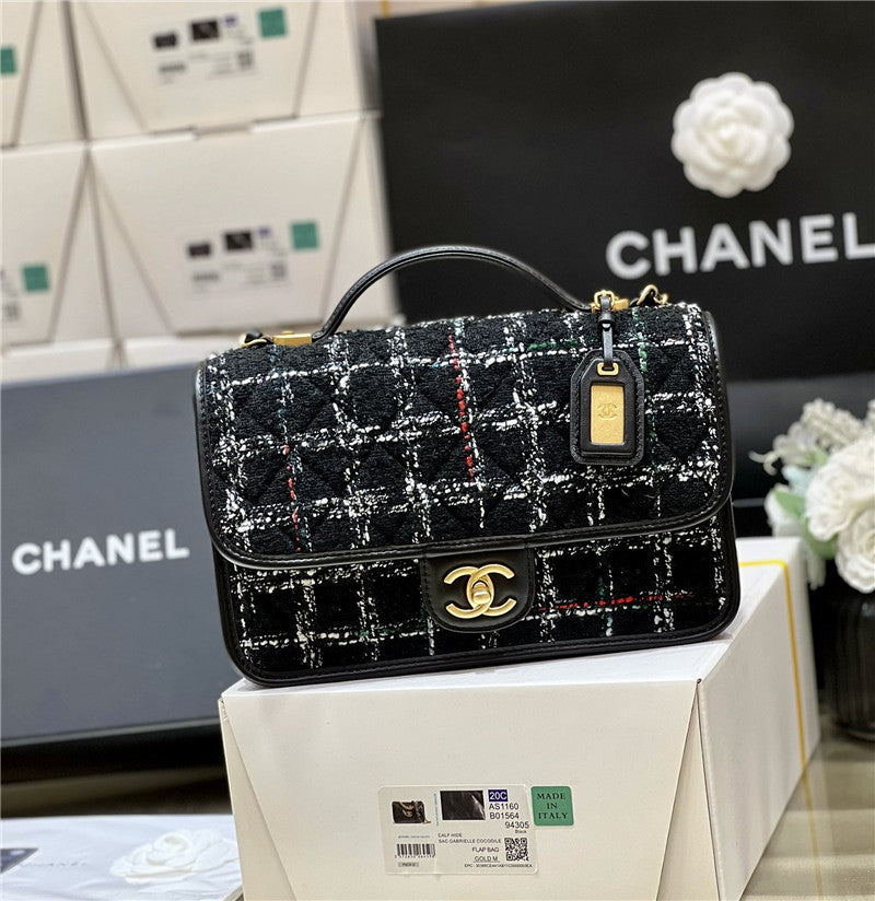 Chanel inspired Tweed School Memory Small Top Handle Flap Bag