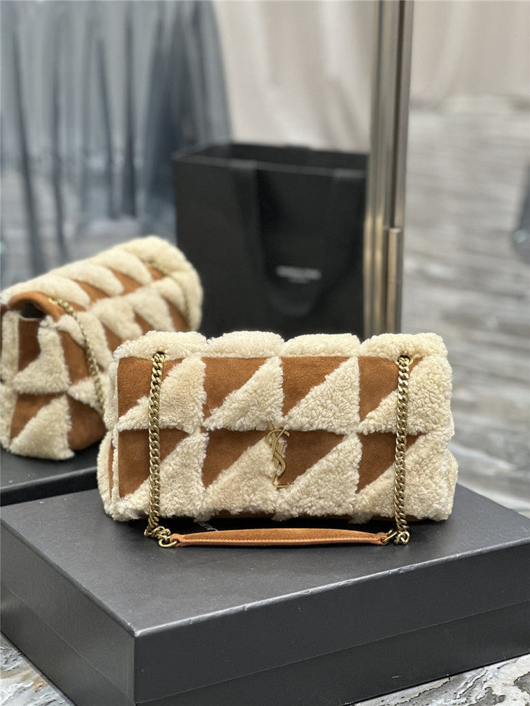 YSL Inspired Jamie Medium Suede and Shearling Shoulder Bag