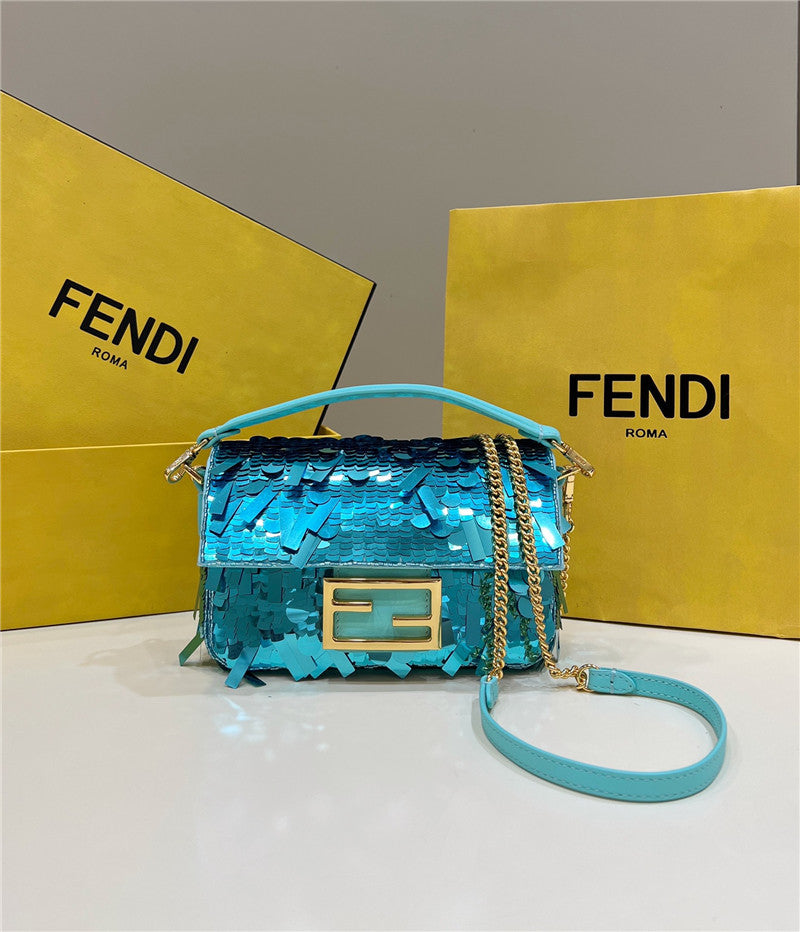 Fendi Inspired Baguette 223 Sequin Acid Leather Bag