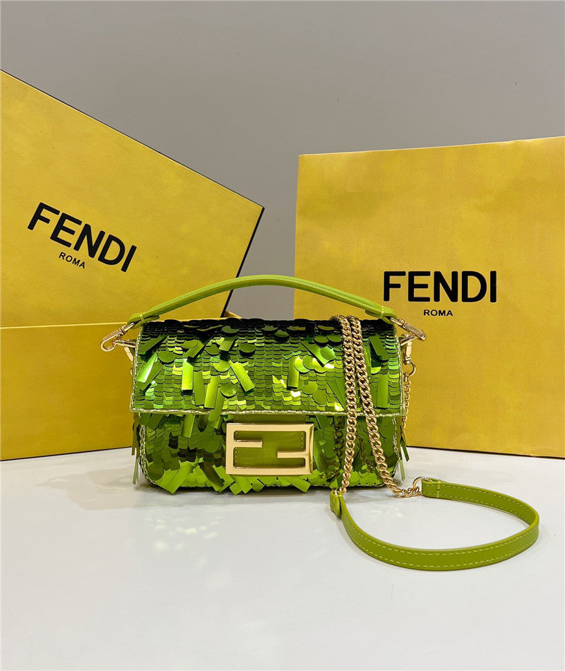 Fendi Inspired Baguette 223 Sequin Acid Leather Bag