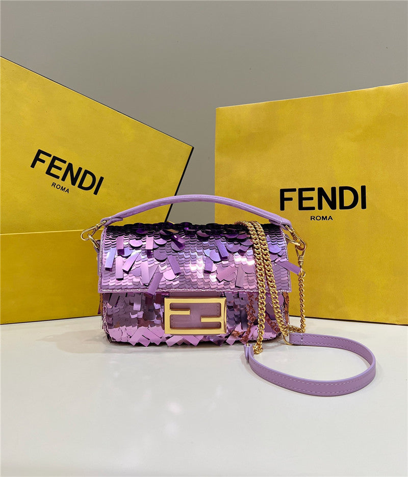 Fendi Inspired Baguette 223 Sequin Acid Leather Bag