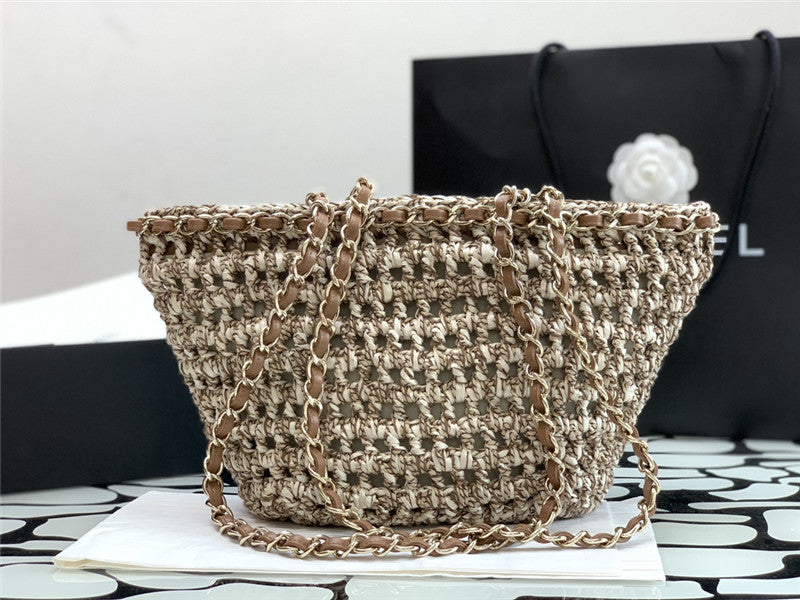 CHANEL inspired Mixed Fibers Calfskin Crochet Small bag