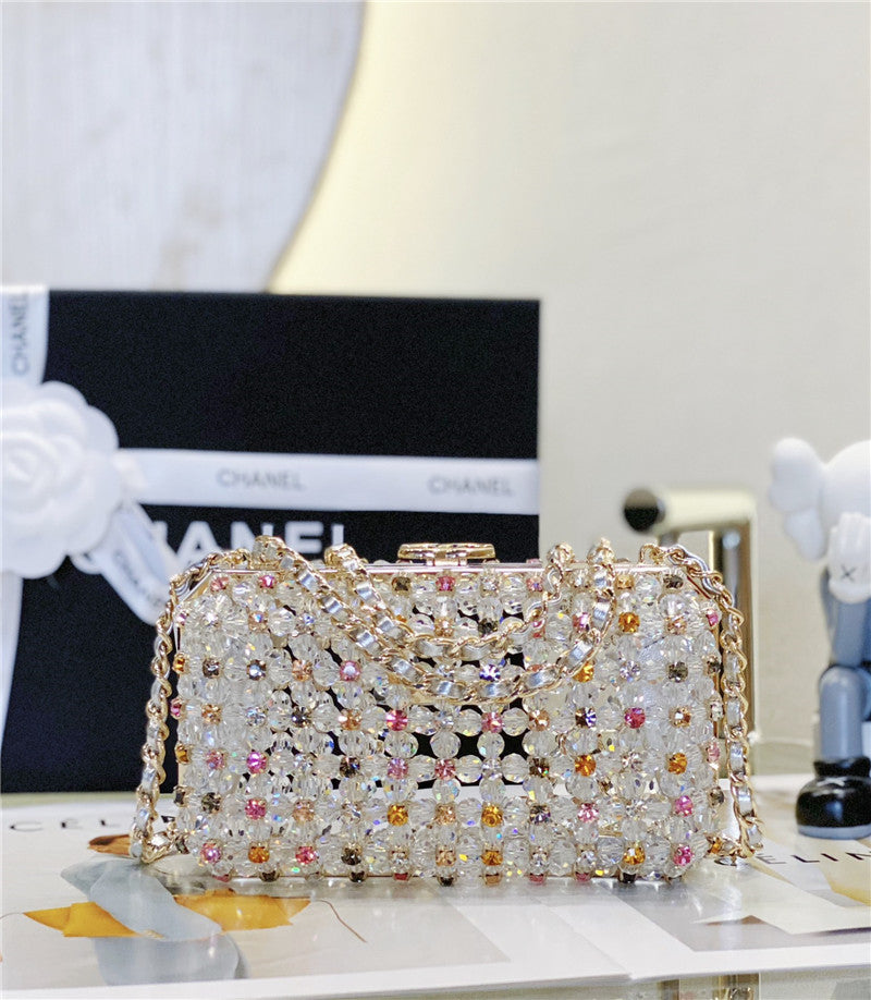 Chanel Inspired glass pearl gem evening bag
