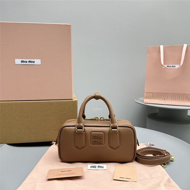 Miu Miu Inspired Arcadie Matelassé Nappa Leather Bag in Brown