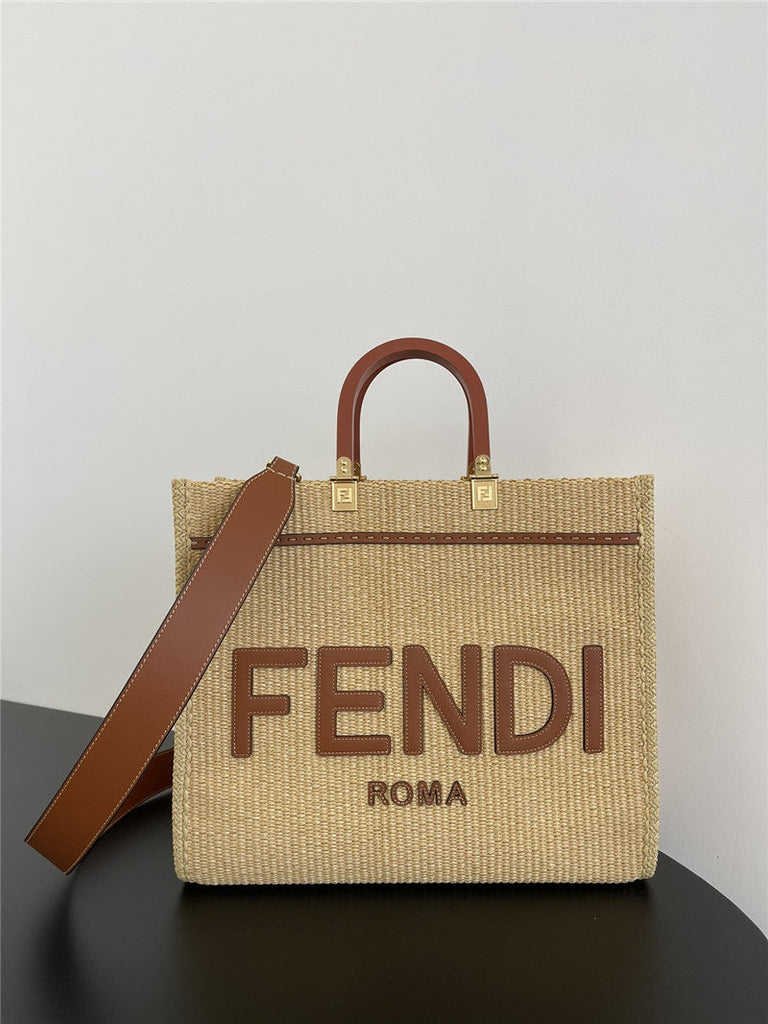 Fendi Inspired Sunshine Raffia Tote Bag