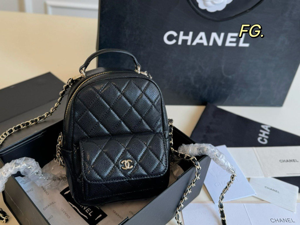 Chanel ispired Classic Mini Backpack 24C Black Caviar - Pochettereps