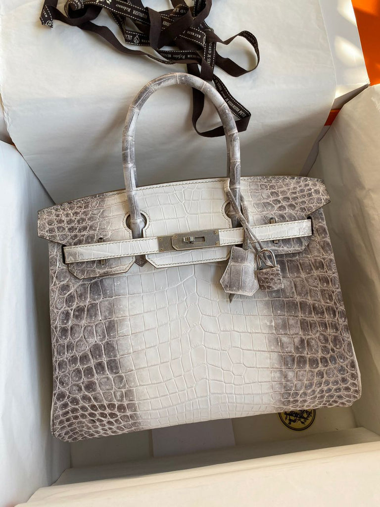 Hermes Inspired Birkin Matte Crocodile Himalaya Golden Hardware