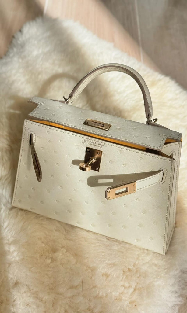 HERMES Inspired Mini Kelly II handbag in Limoncello Chevre leather with Palladium hardware