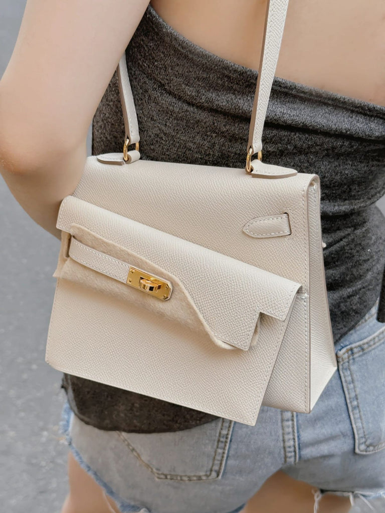 HERMES Inspired Limited Edition Kelly Bag in White