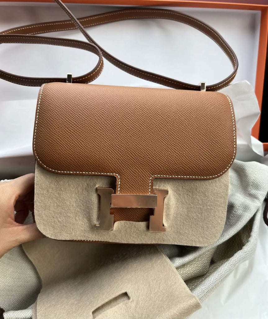 Hermes Inspired Constance 18 Mini Gold Epsom Gold Hardware
