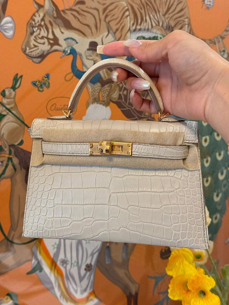 Hermes Inspired Kelly mini 22 Danse in ostrich