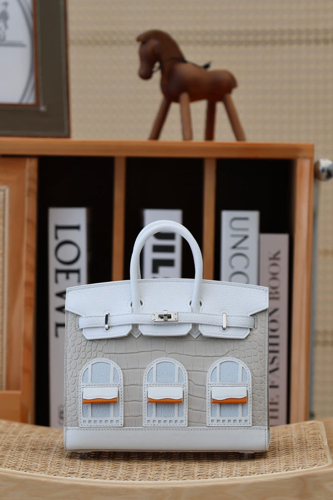 Hermes Inspired Birkin 20 White 01 Swift