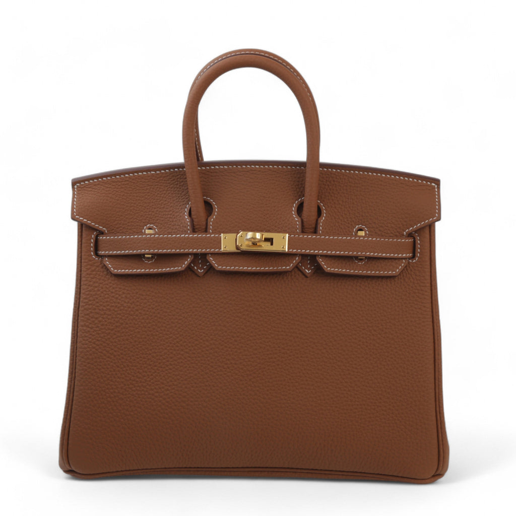 HERMÈS Inspired Birkin 40 handbag in Gold Togo leather with Palladium hardware