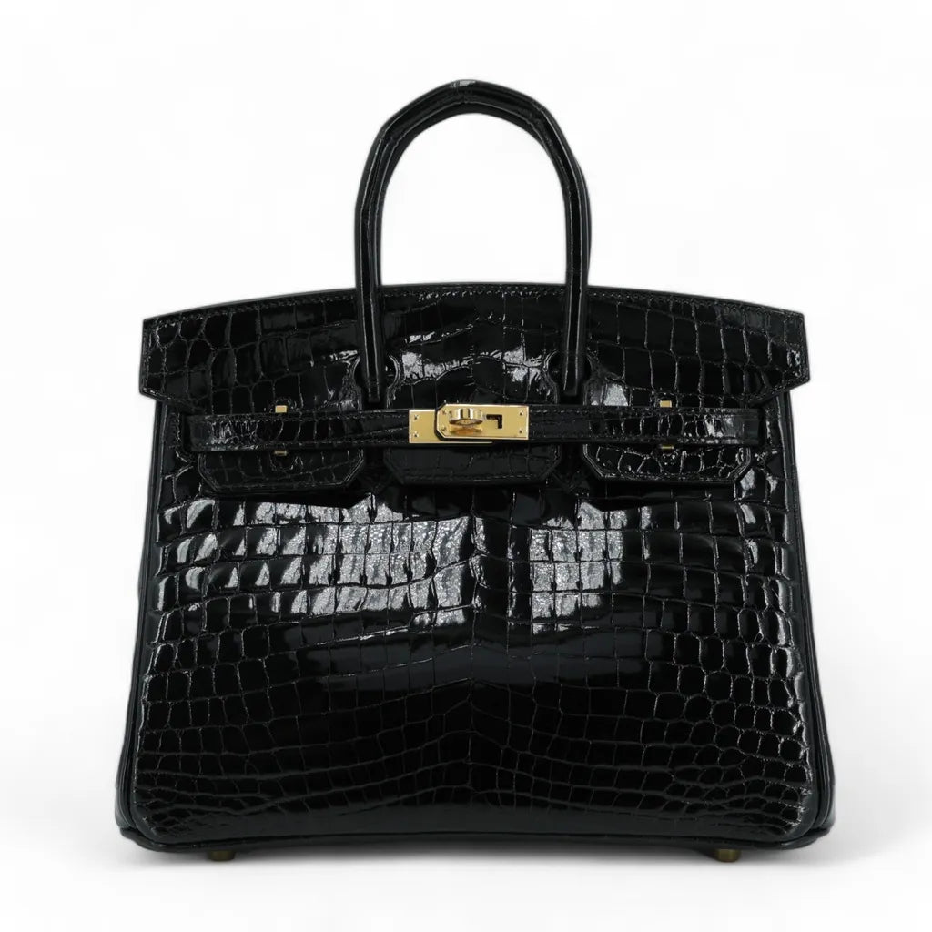 Hermes Inspired Birkin Matte crocodile Himalaya Silver Hardware