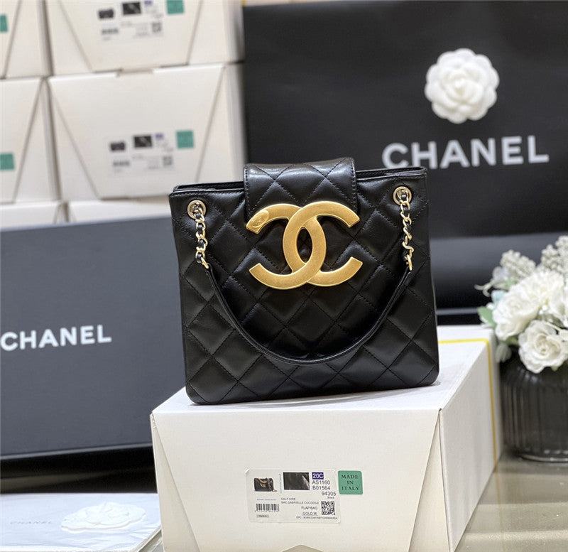 Chanel Inspired 24C Quilted XL CC Crossbody Black Calfskin
